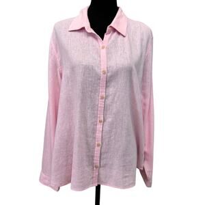 NEW ORVIS LINEN Pink Classic Collection Long Sleeve Button-Up Shirt Size XL